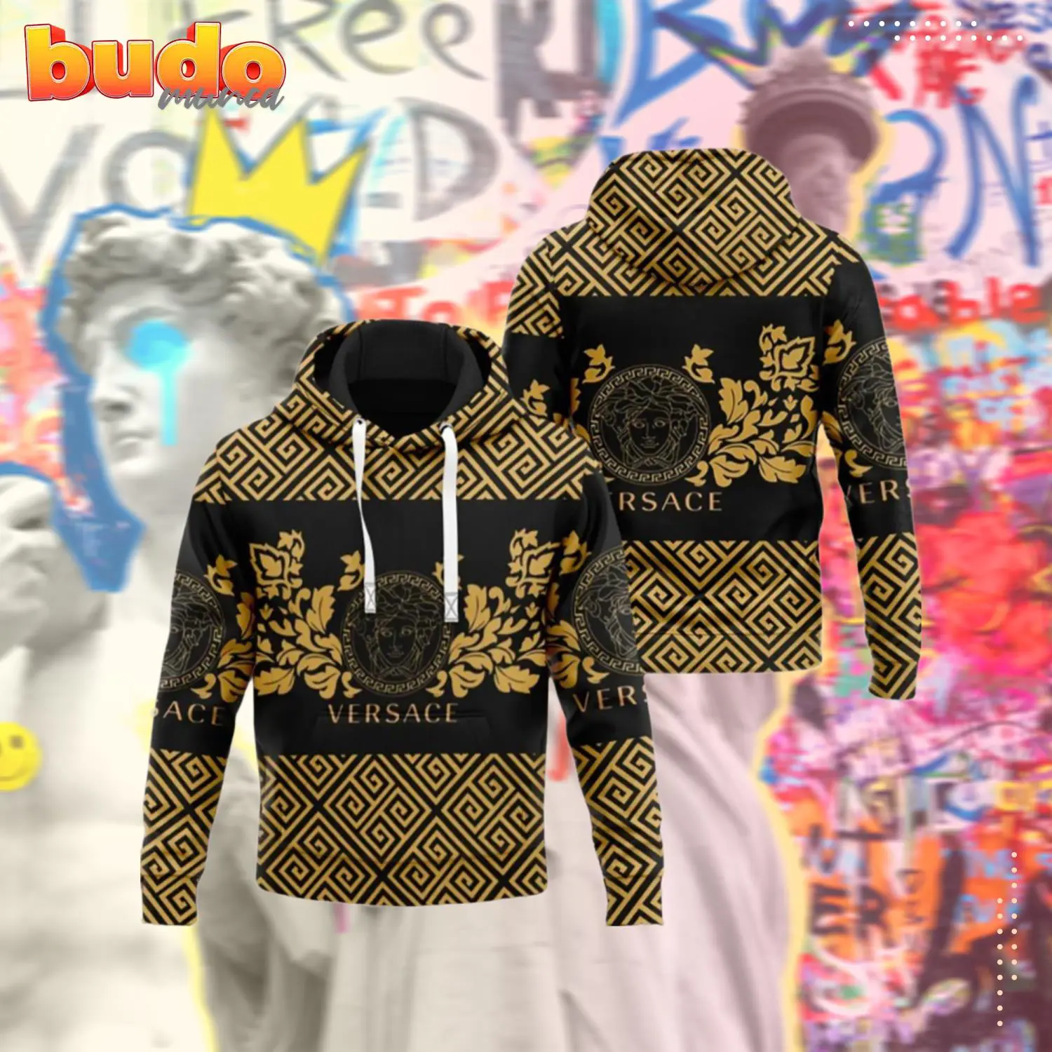 Versace medusa pattern luxury unisex hoodie luxury brand outfit for men women - hot new